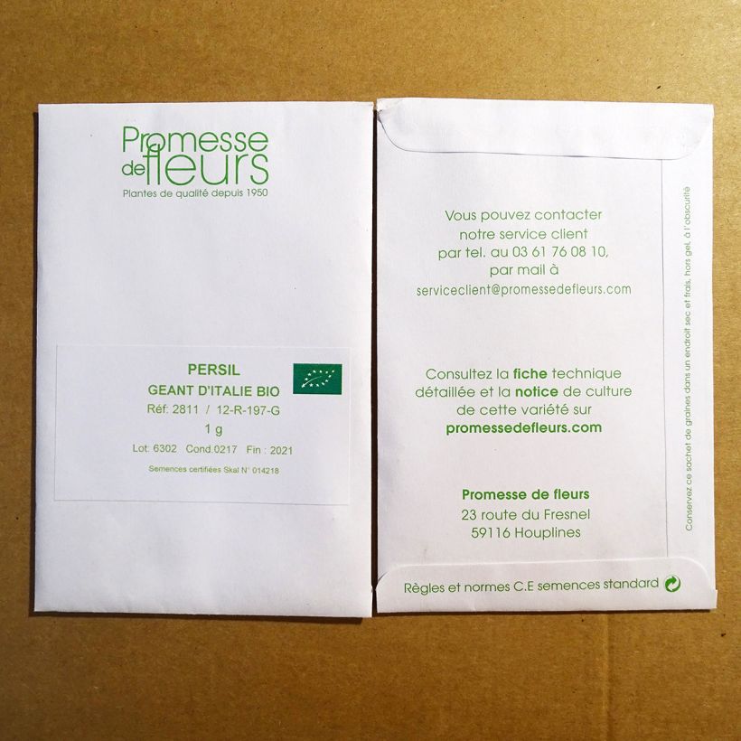Voorbeeld van een exemplaar van Bladpeterselie Gigante d'Italia BIO (zaad) het zakje met 2500 zaden (5g) zoals geleverd