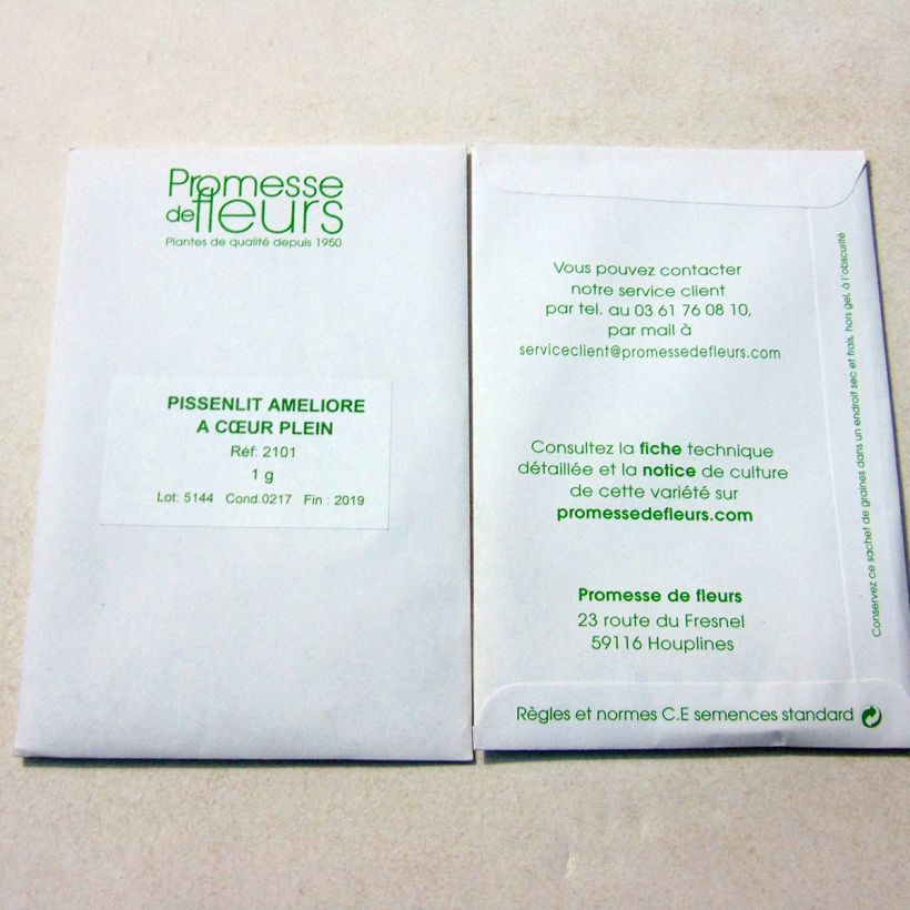 Voorbeeld van een exemplaar van Molsla Verbeterde Volhart het zakje met 1200 zaden (1g) zoals geleverd