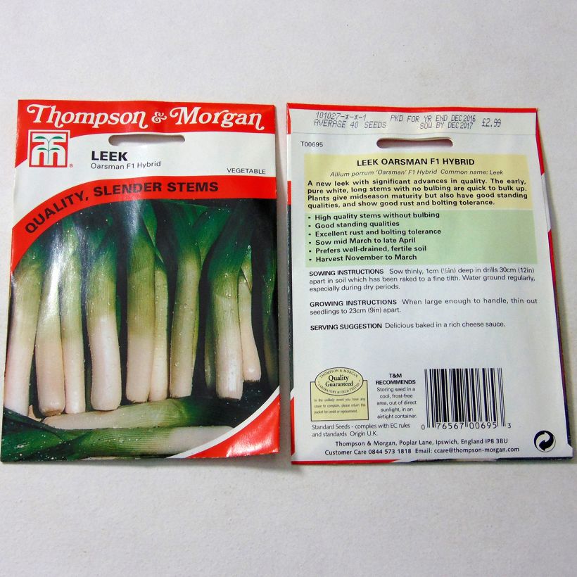 Voorbeeld van een exemplaar van Prei Oarsman F1 het zakje met 40 zaden zoals geleverd