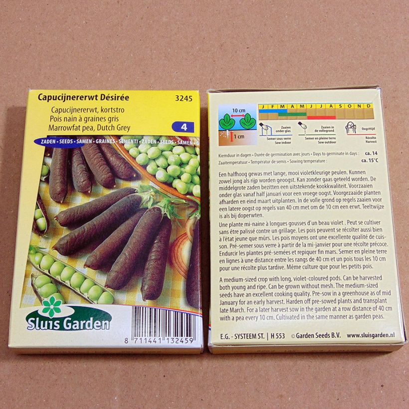 Voorbeeld van een exemplaar van Doperwt Désirée het zakje zaden van 60 gram zoals geleverd