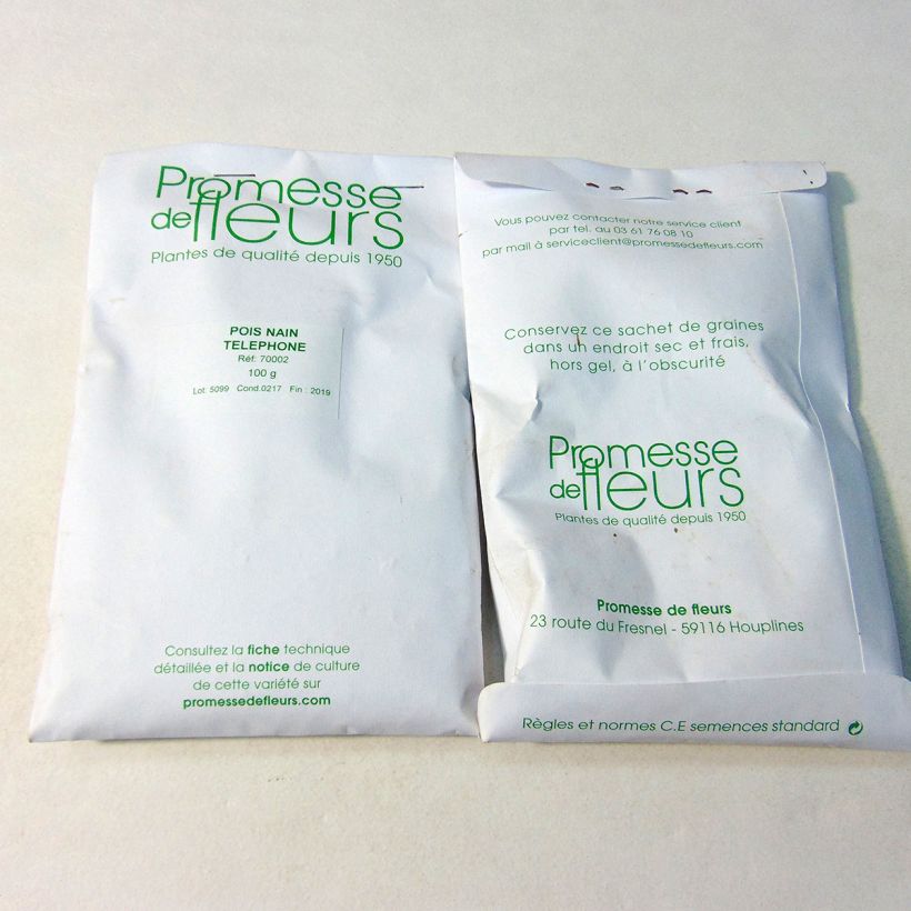 Voorbeeld van een exemplaar van Doperwt Téléphone het zakje met 250-350 zaden (100g) zoals geleverd