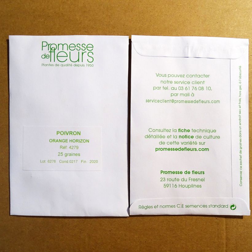 Voorbeeld van een exemplaar van Paprika Orange Horizon het zakje met 25 zaden zoals geleverd