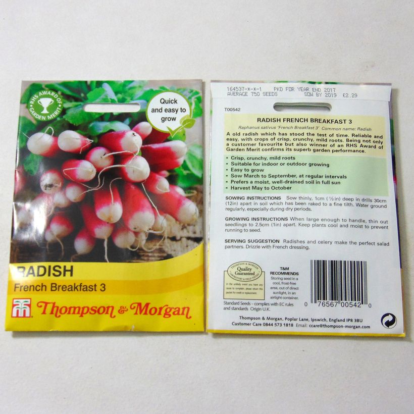 Voorbeeld van een exemplaar van Radijs French Breakfast 3 het zakje met 1000 zaden zoals geleverd