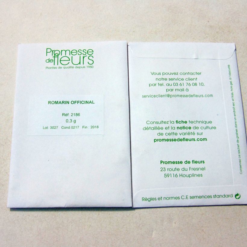 Voorbeeld van een exemplaar van Rozemarijn (zaad) het zakje met 200 zaden (0,3g) zoals geleverd