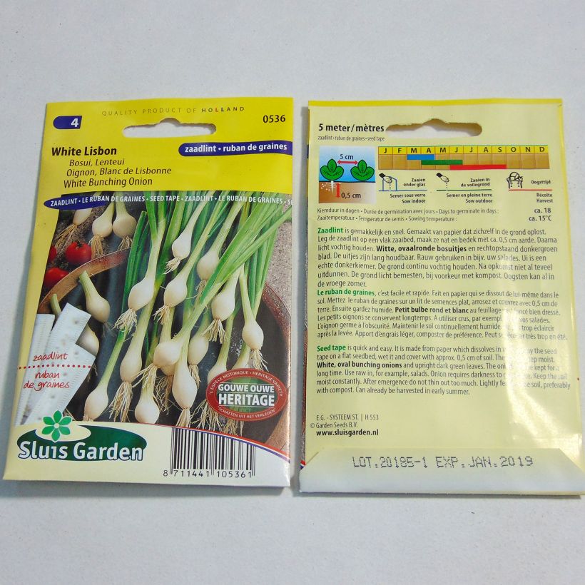 Voorbeeld van een exemplaar van Bosui Witte van Lissabon (zaailint) het zakje zaden van 5 gram zoals geleverd