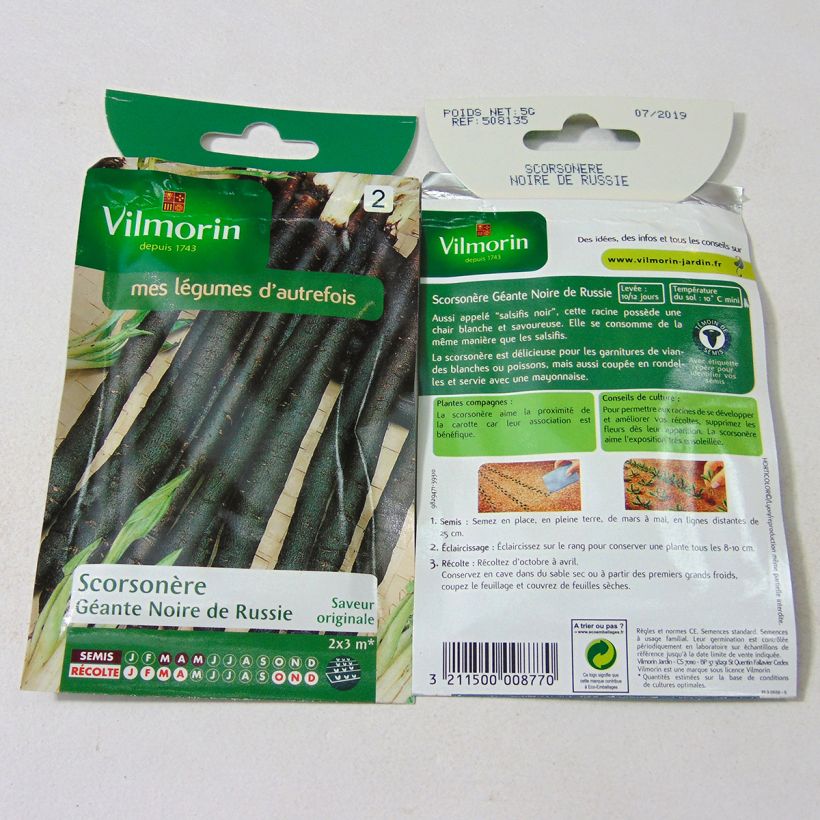 Voorbeeld van een exemplaar van Schorseneer Reuzen zwarte van Rusland - Vilmorin het zakje met 400 zaden (5g) zoals geleverd