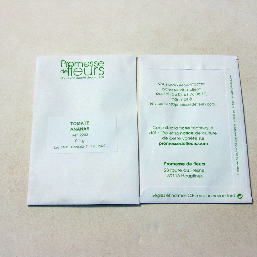 Voorbeeld van een exemplaar van Tomaat Ananas het zakje met 30 zaden (0,1g) zoals geleverd