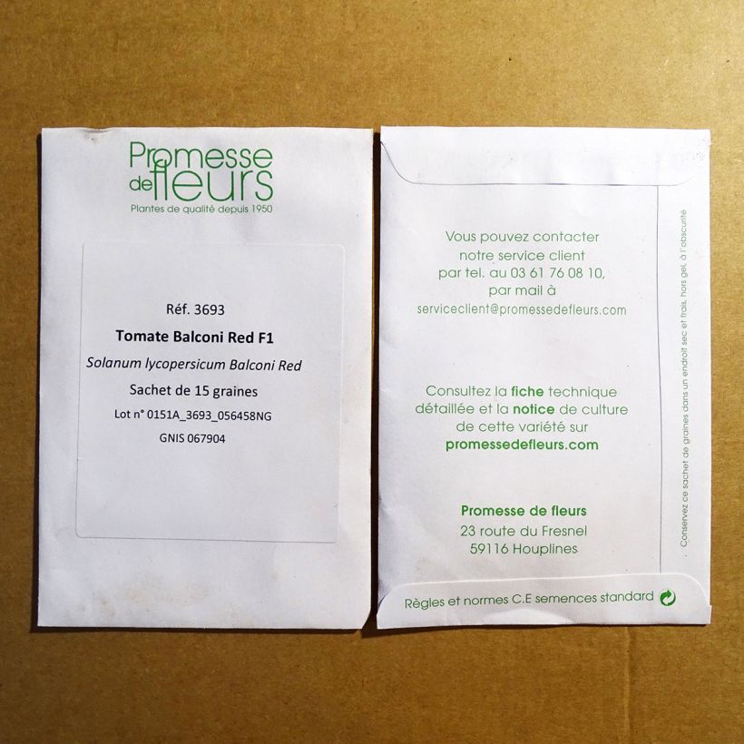 Voorbeeld van een exemplaar van Tomaat Balconi Red F1 het zakje met 15 zaden zoals geleverd