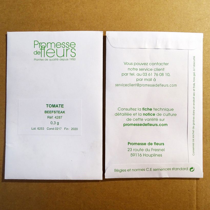 Voorbeeld van een exemplaar van Vleestomaat Beefsteak het zakje met 80 zaden (0,3g) zoals geleverd