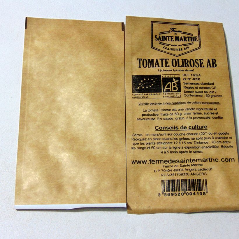 Voorbeeld van een exemplaar van Tomate Olirose Bio - Ferme de Sainte Marthe die Tüte mit 50 Samen zoals geleverd