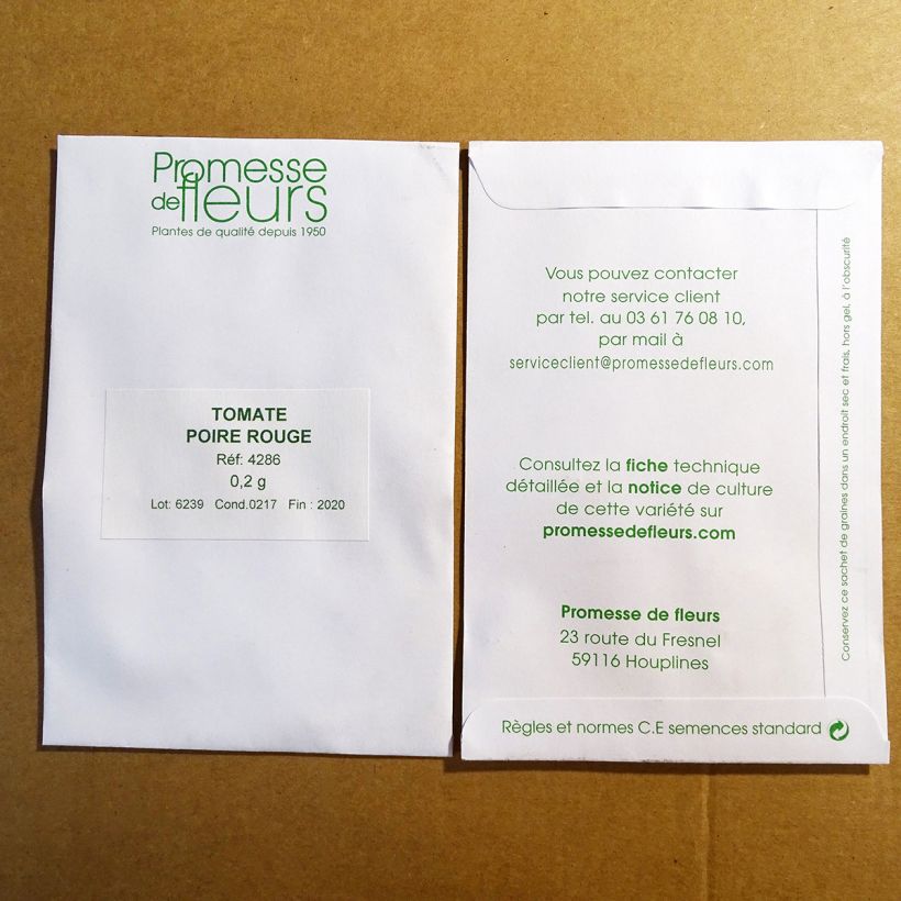 Voorbeeld van een exemplaar van Cherrytomaat Rode Peer Rode Peer het zakje zaden van 0,2 gram zoals geleverd