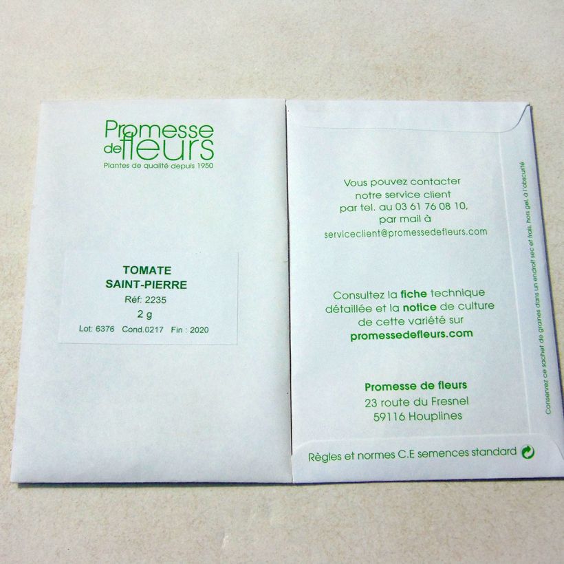 Voorbeeld van een exemplaar van Tomaat Saint Pierre het zakje met 700 zaden (2g) zoals geleverd