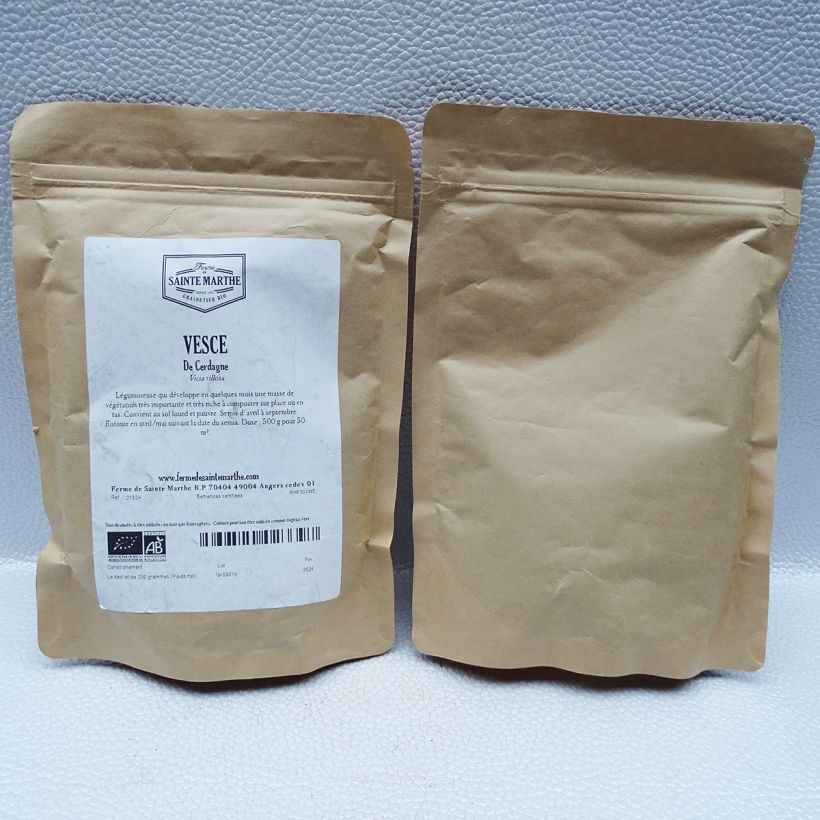 Voorbeeld van een exemplaar van Bonte wikke BIO groenbemester Ferme de Sainte Marthe - Vicia villosa het zakje zaden van 150 gram zoals geleverd