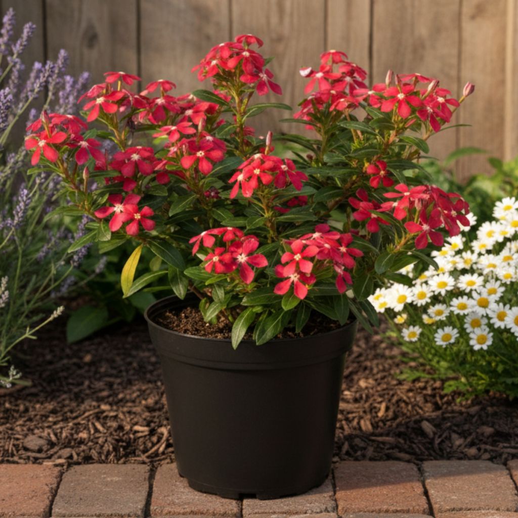 Catharanthus roseus Soiree Cerise White Eye - Maagdenpalm van Madagaskar