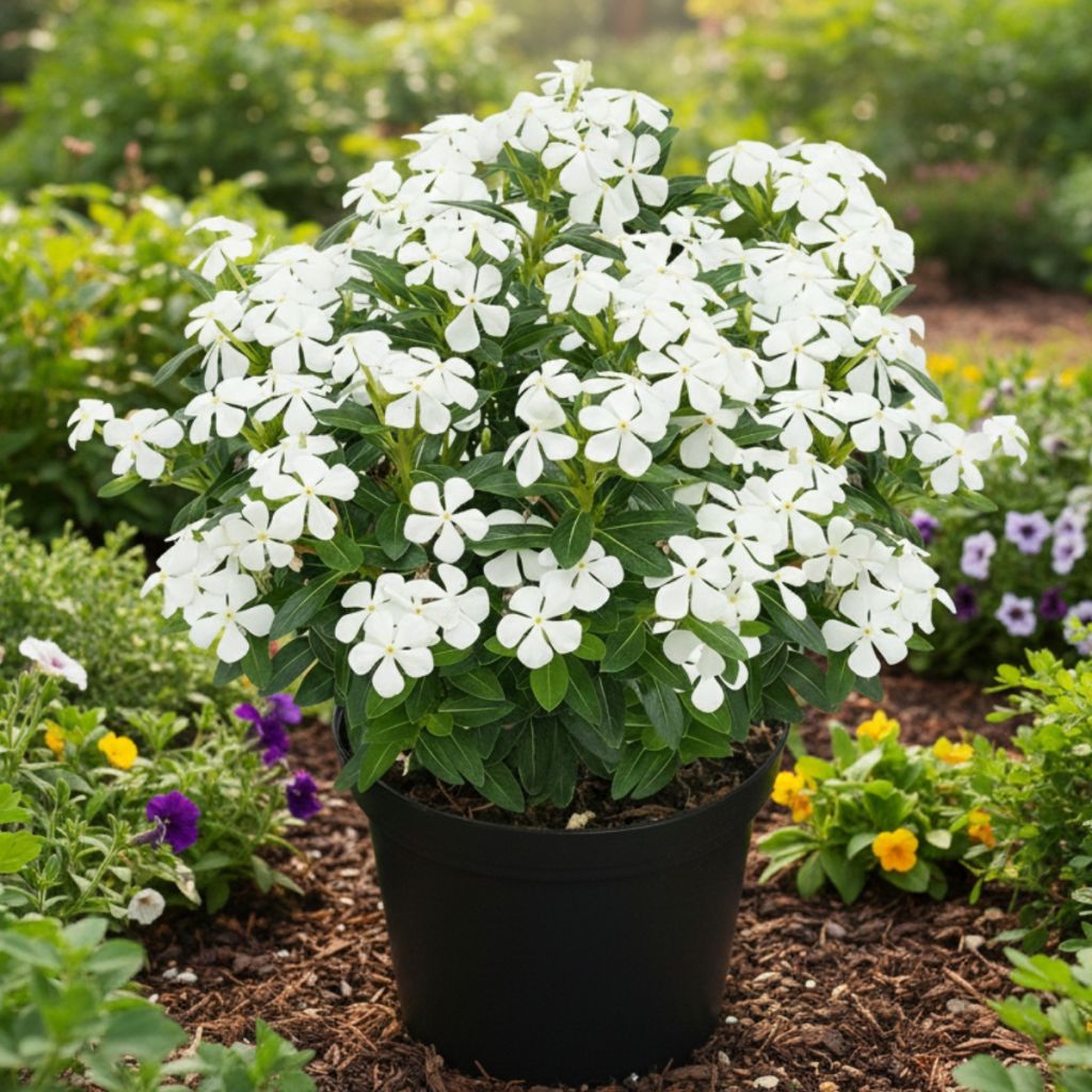 Catharanthus roseus Soiree White - Maagdenpalm van Madagaskar