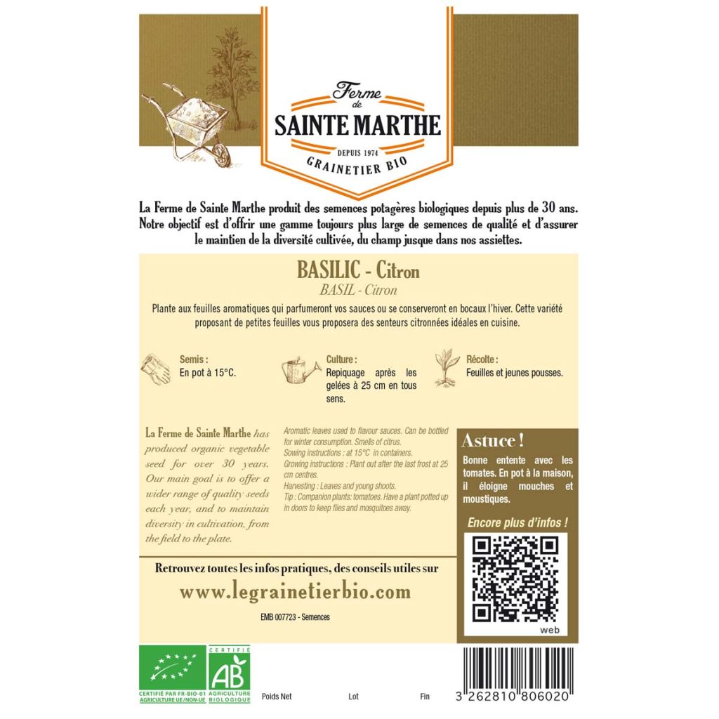 Basilic Citron  - Ferme de Ste Marthe