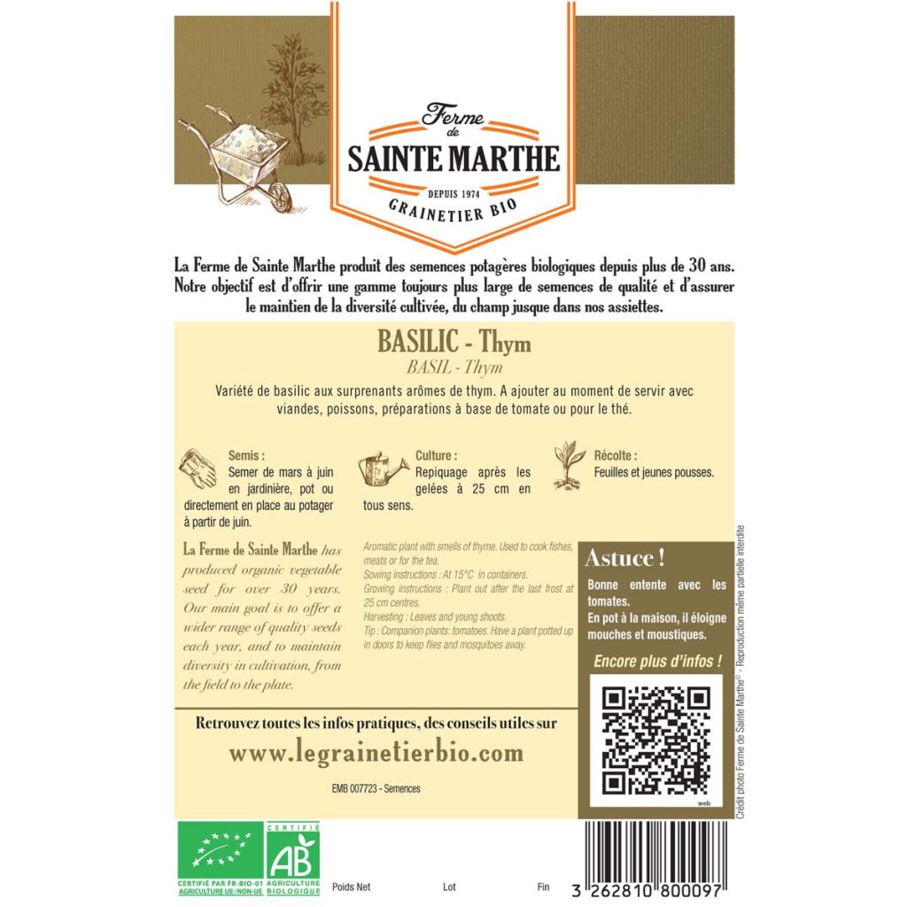 Basilc Thym - Ferme de Ste Marthe