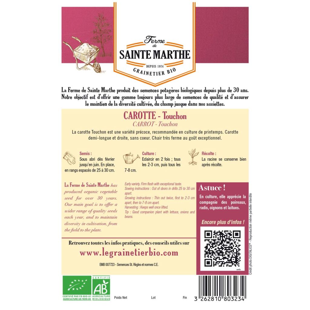 Wortel Touchon BIO - Ferme de Sainte Marthe