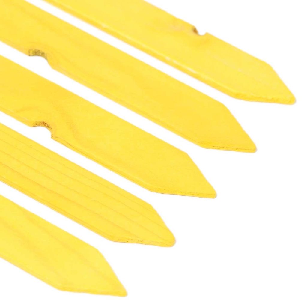 Plantetiket van geel hout