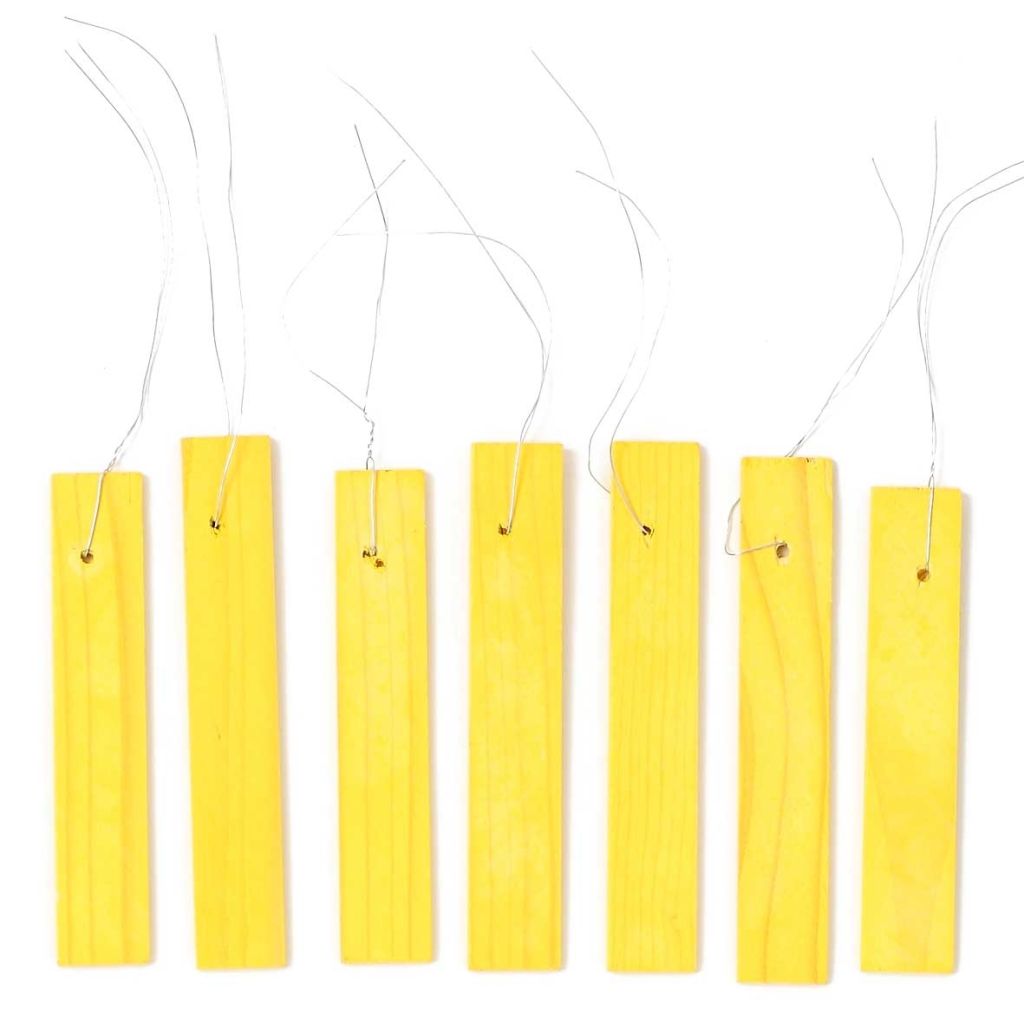 Houten aanhanglabel geel