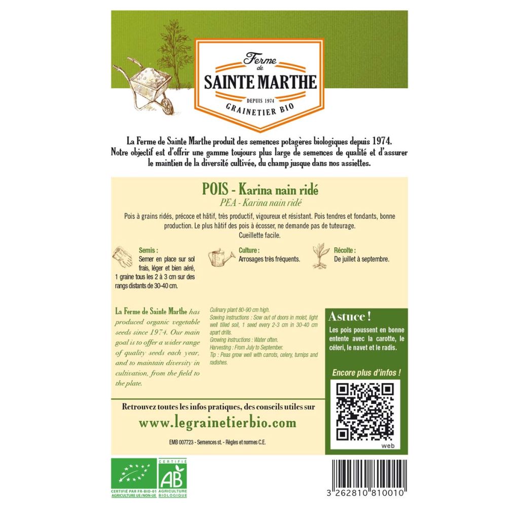 Doperwt Karina BIO - Ferme de Sainte Marthe