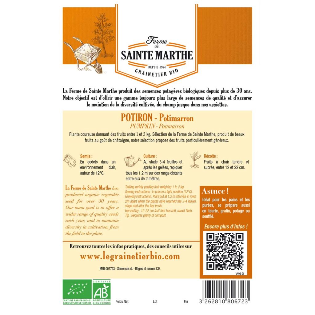 Potiron Potimarron AB - Ferme de Ste Marthe