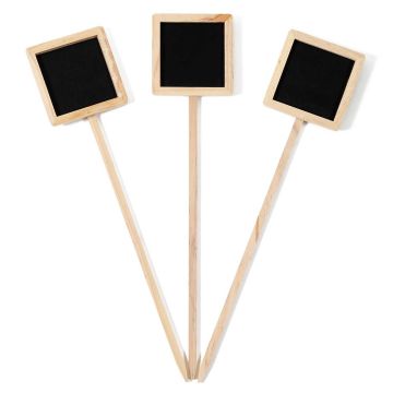 Plantetiket van hout en leisteen vierkant