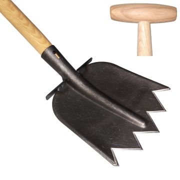 Traditionele 5-tands scherpe spade met traptrede van De Pypere