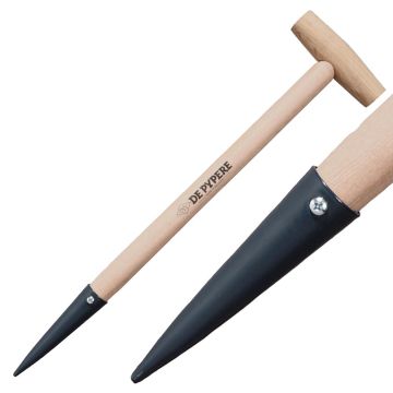 Plantstok met lange steel en houten handgreep van De Pypere